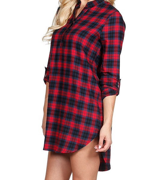 Plaid Flannel Tunic Dress