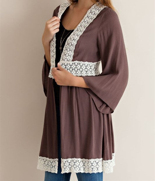 Cardigan with Lace Hem