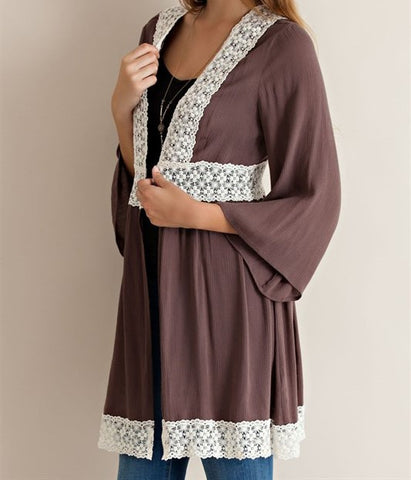 Cardigan with Lace Hem