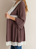 Cardigan with Lace Hem
